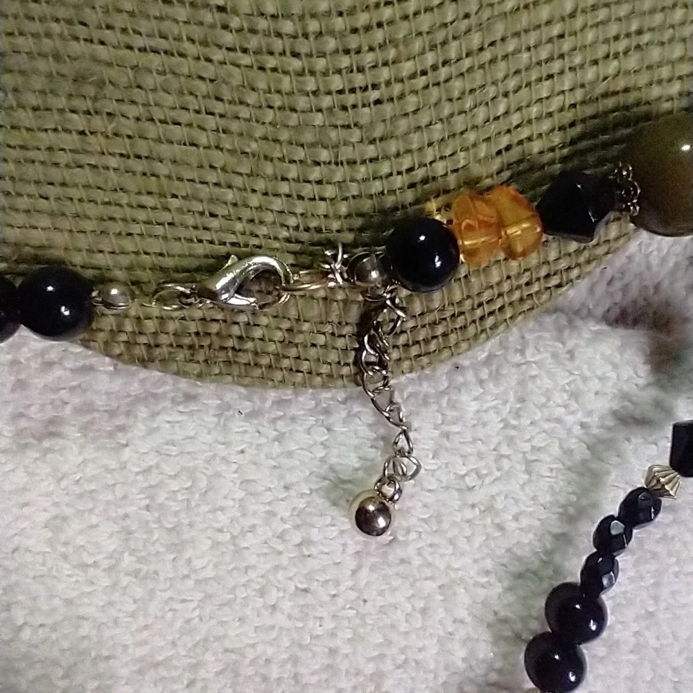 Multi color long beaded necklace